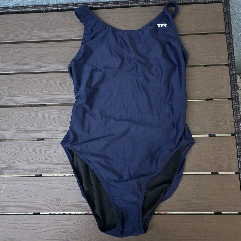 TYR Tyreeco Nylon Women's Solid Navy Maxfit One Piece Swimsuit Sz 42 New No Tag